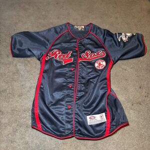 True Fan Boston Red Sox MLB Baseball Jersey Navy Blue Red Mens Medium‎